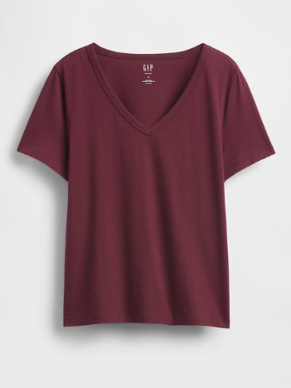 GAP Standard V-Neck T-Shirt Maroon 100% Cotton Size M